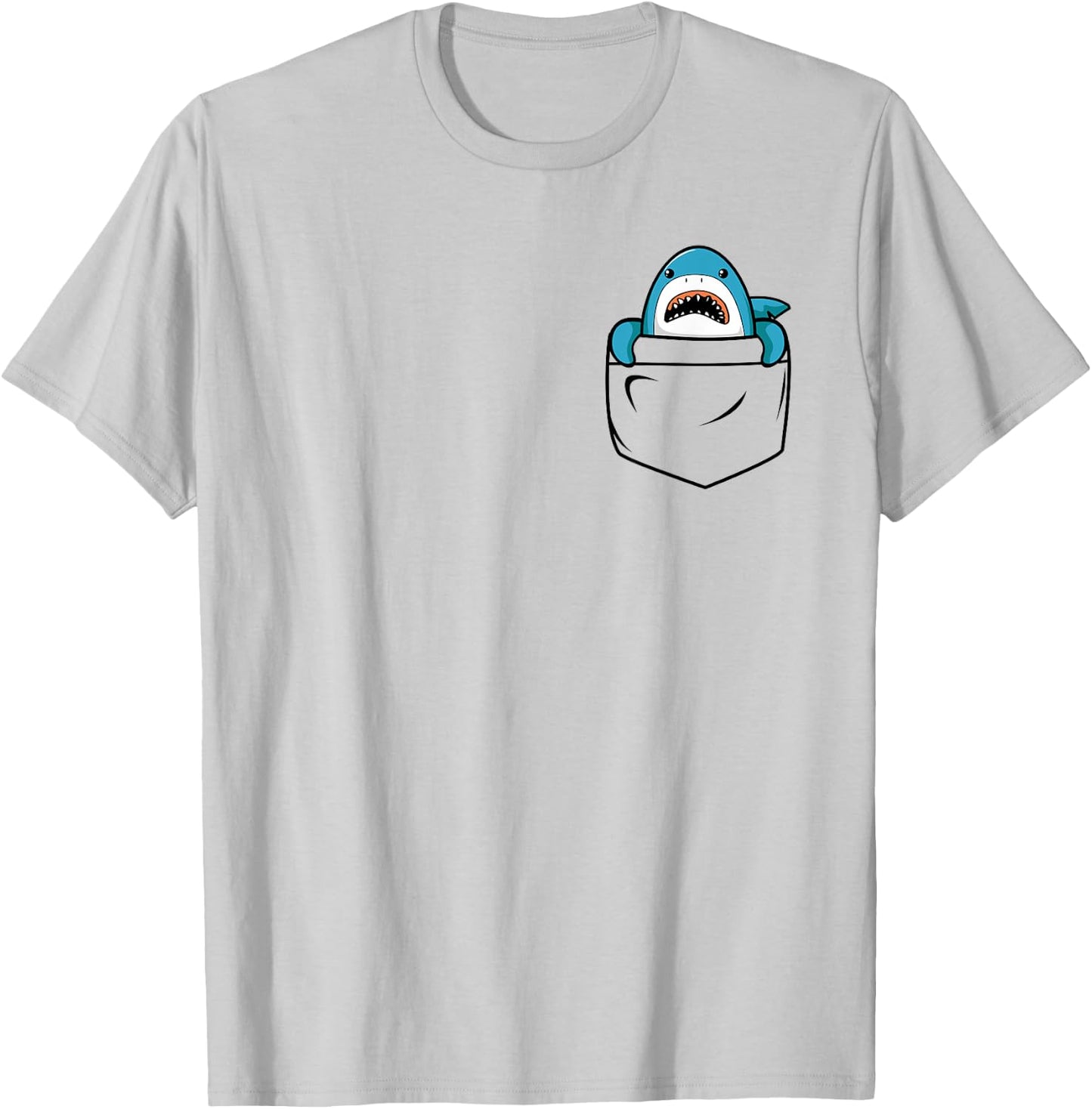 Shark in a Pocket Funny Ocean Vintage Cute Shark Lover T-Shirt - T-Shirt | Ash