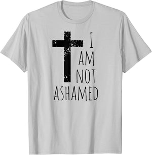 I am not ashamed - Big Red Cross - Gospel Christian Faith T-Shirt - T-Shirt | Ash