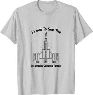 Los Angeles CA Temple, I love to see my temple, primary T-Shirt - T-Shirt | Ash