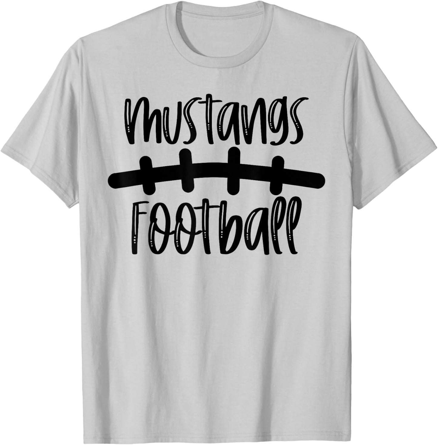 Mustangs Football School Spirit Team Mascot Game Night T-Shirt - T-Shirt | Ash