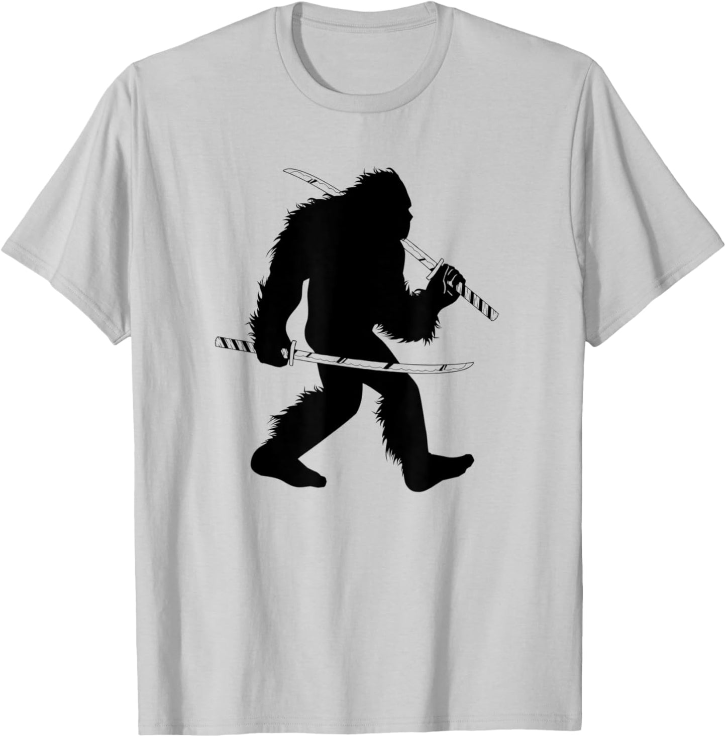 Bigfoot Samurai With Katana Japanese Sasquatch T-Shirt - T-Shirt | Ash