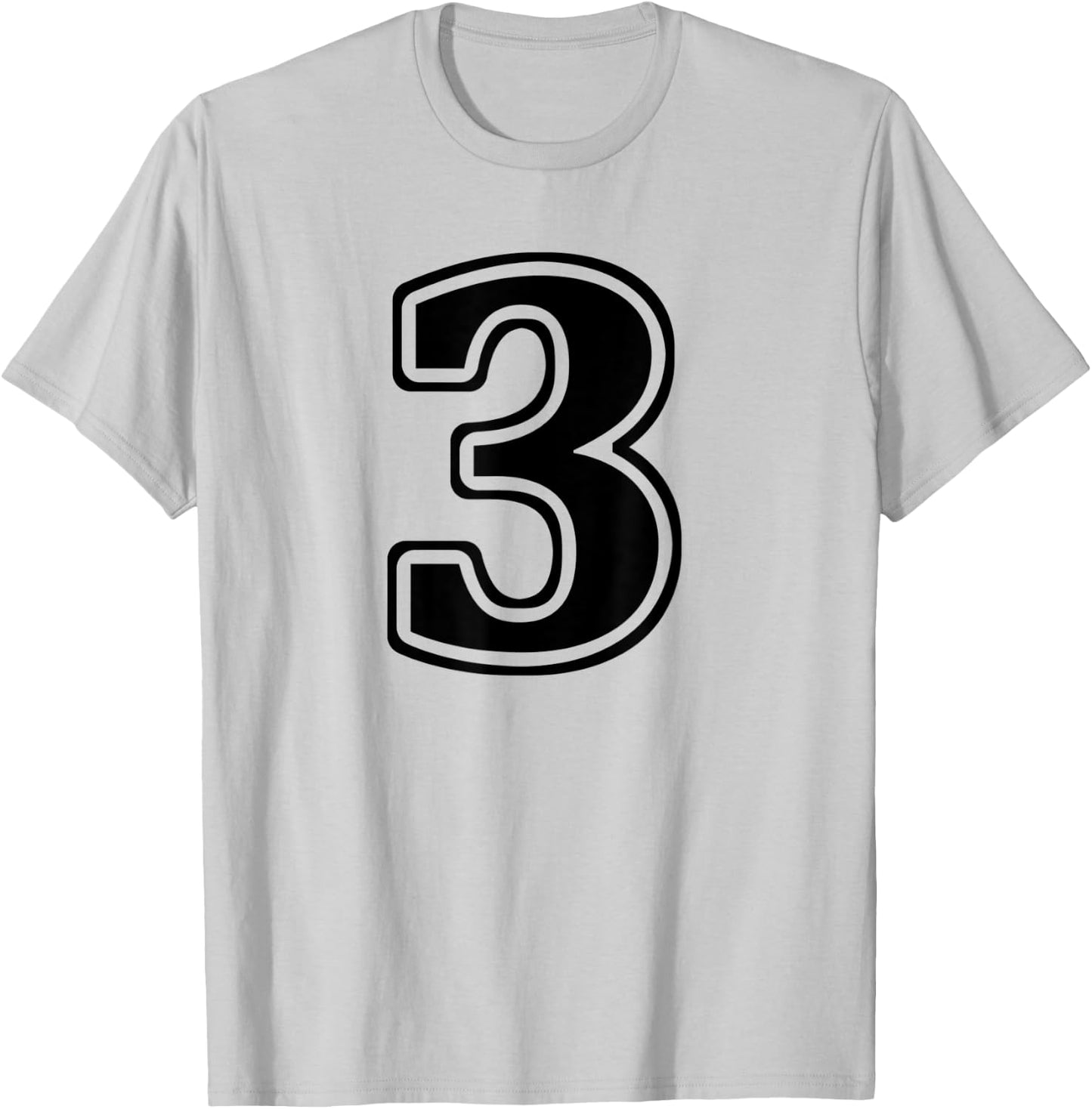 Number 3 Three Front & Back Team Uniform or Birthday T-Shirt - T-Shirt | Ash