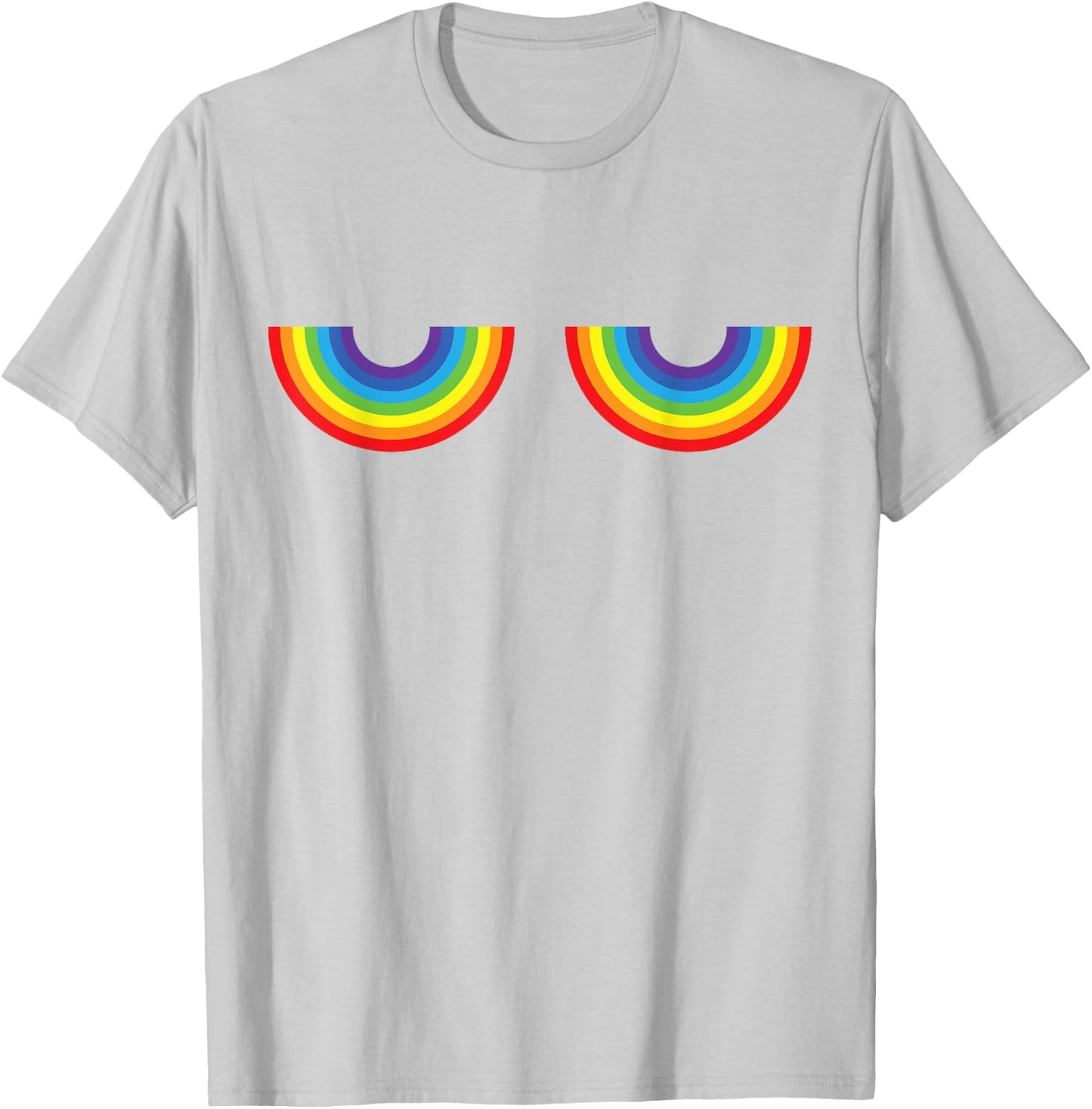 Support Gay Les Pride Rainbow Boobs T Shirt Gay Pride T-Shirt - T-Shirt | Ash