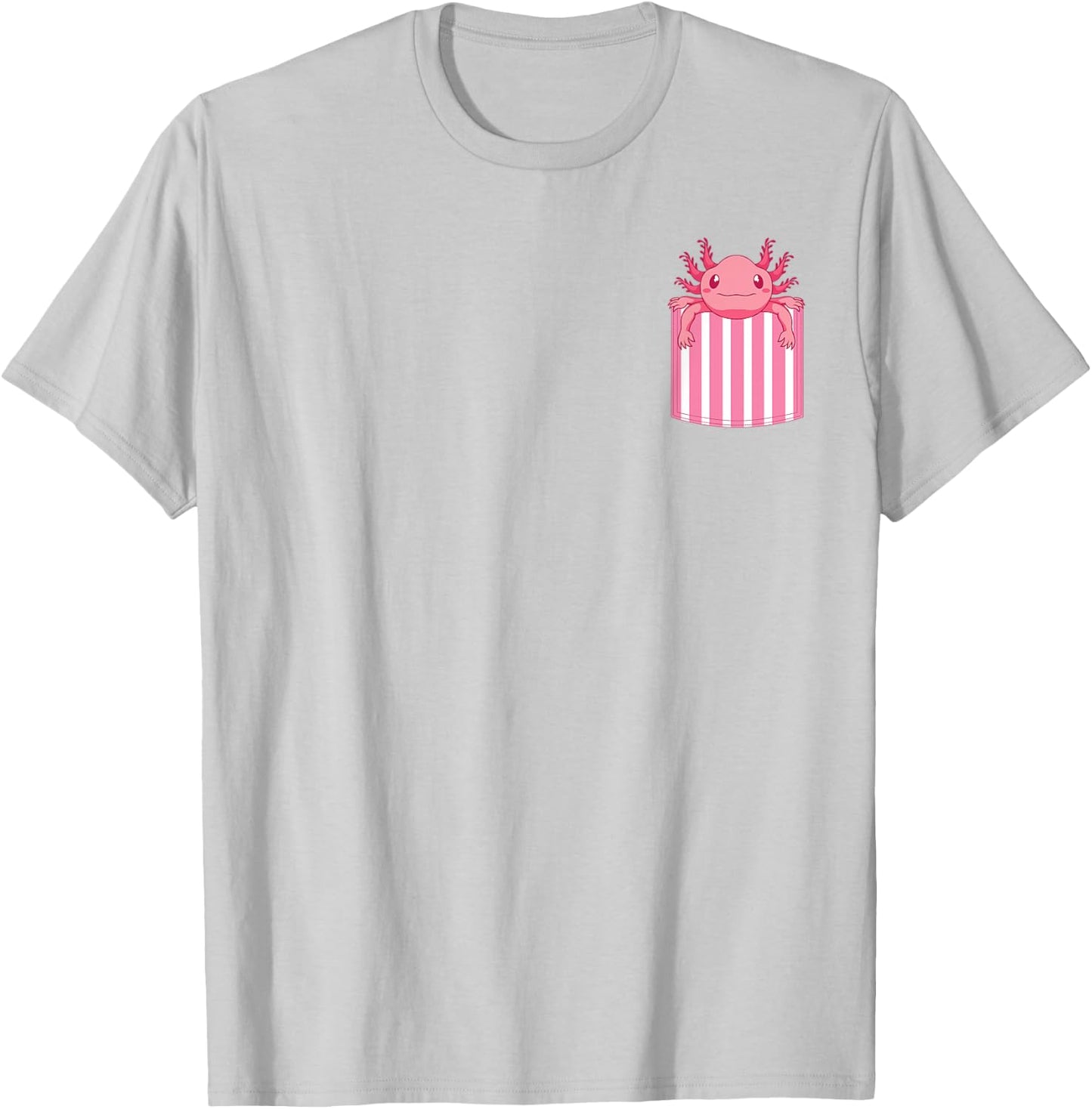 Mexican Amphibian Salamander Animal Lover Pocket Axolotl T-Shirt - T-Shirt | Ash
