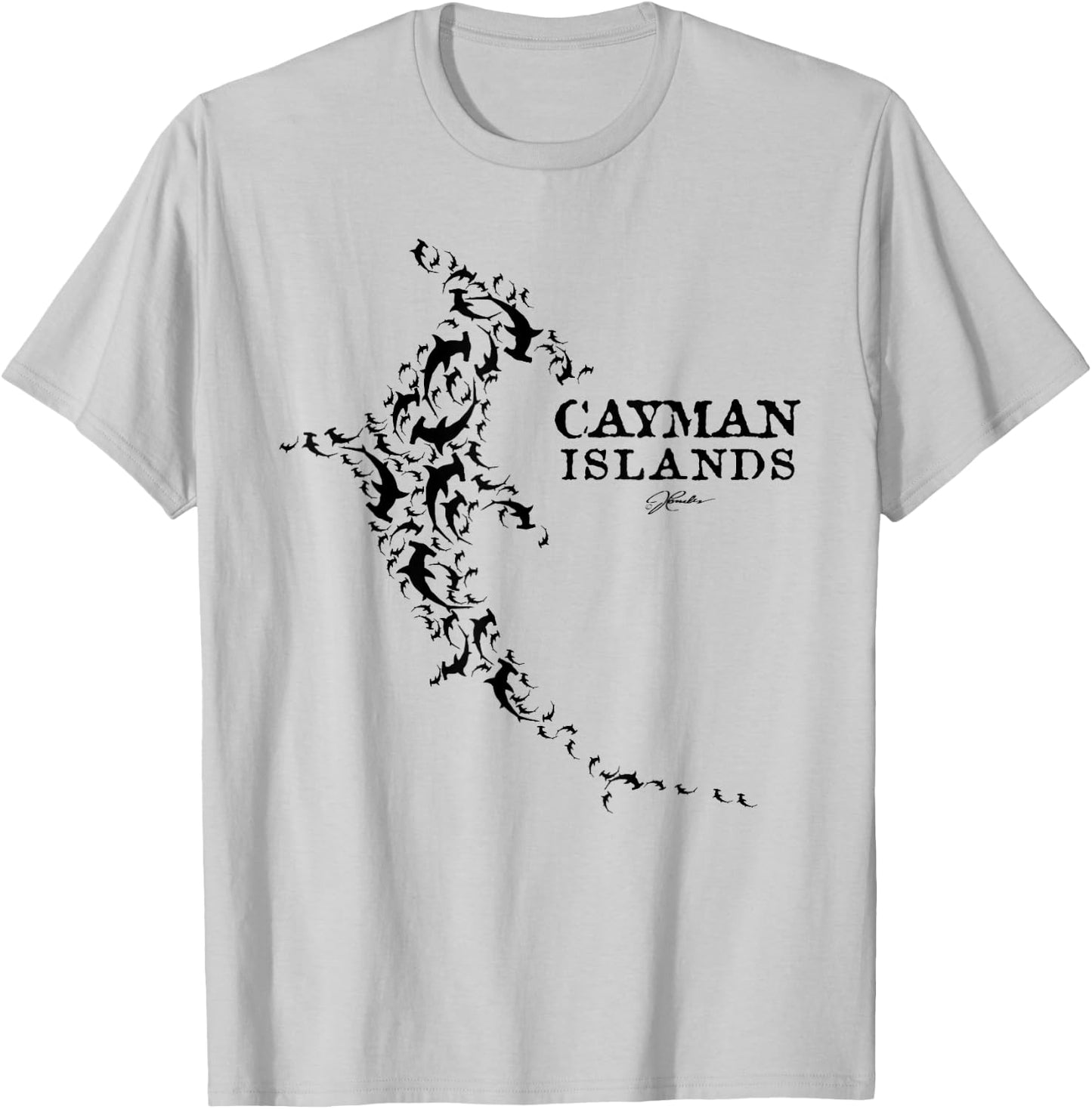 JCombs: Cayman Islands Hammerhead Shark School T-Shirt - T-Shirt | Ash