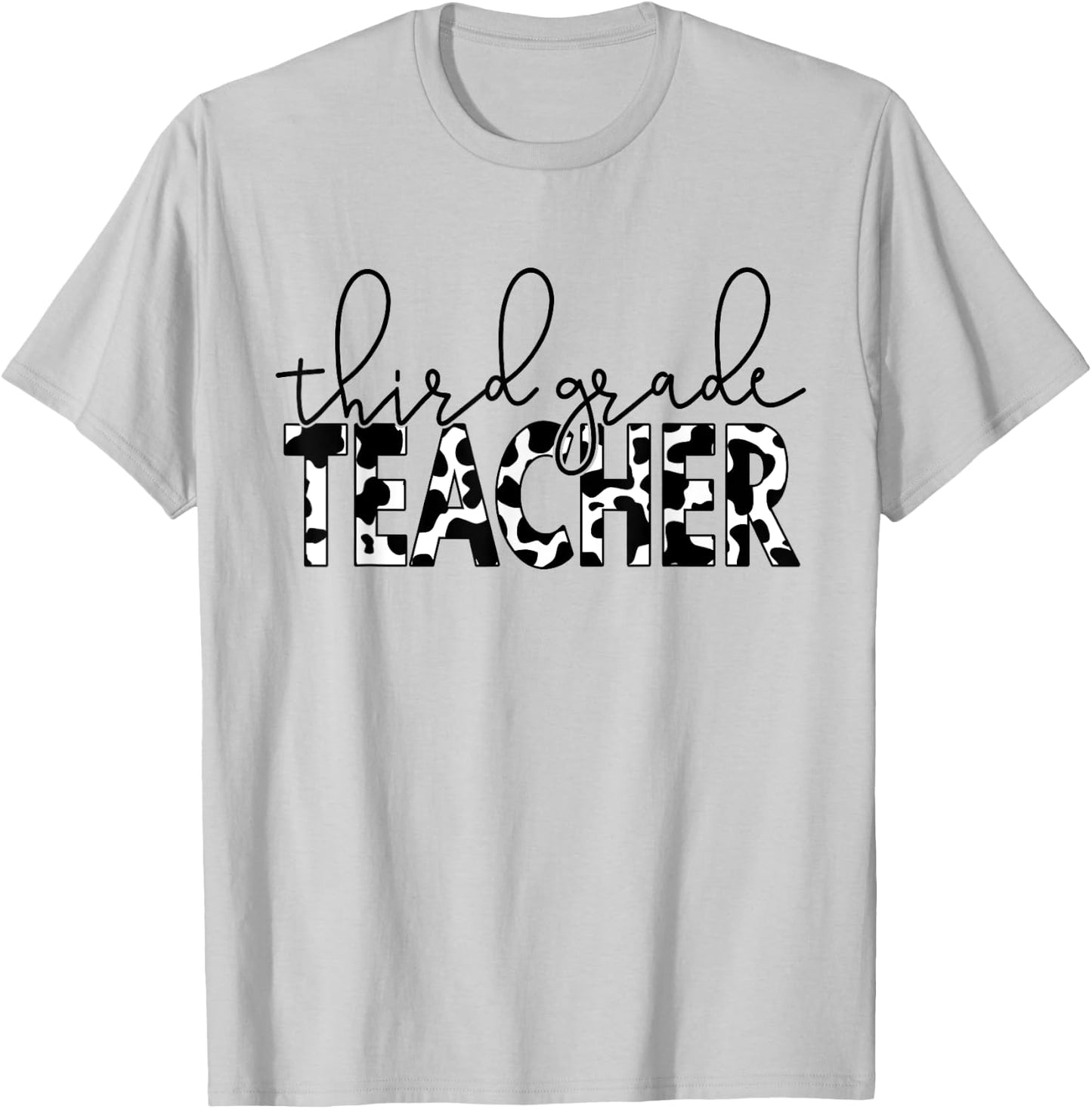 Cow Print 3rd Grade Elementary School Third Grade Teachers T-Shirt - T-Shirt | Ash