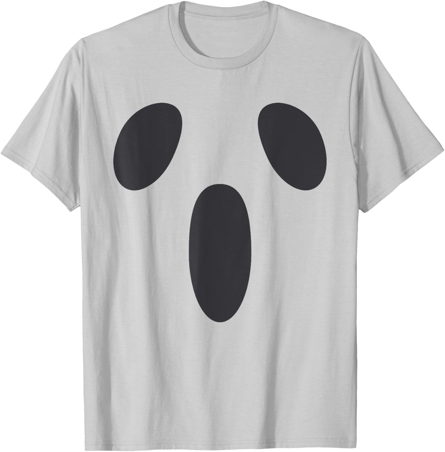 Ghost Silly Face Spooky Halloween Ghoul Face Easy Costume T-Shirt - T-Shirt | Ash