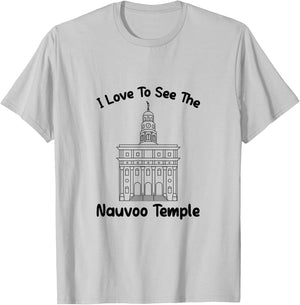 Nauvoo IL Temple, I love to see my temple, primary T-Shirt - T-Shirt | Ash