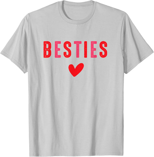 Besties Cute Matching Mother Daughter Friend Valentine's Day Small T-Shirt - T-Shirt | Ash