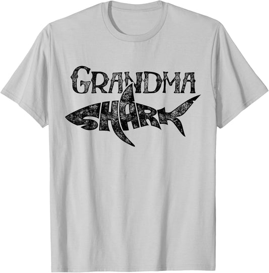 Grandma Shark T Shirt Family Matching Women Jawsome Gift T-Shirt - T-Shirt | Ash
