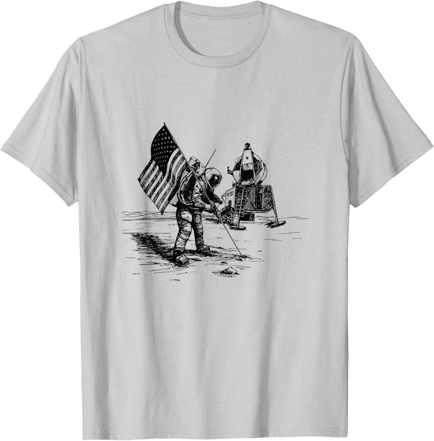 Vintage Apollo Moon Landing Artwork T-Shirt - T-Shirt | Ash