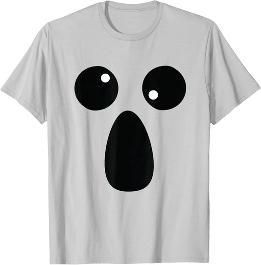 Funny Spooky Halloween Ghost Face Shirt Lazy Costume T-Shirt - T-Shirt | Ash