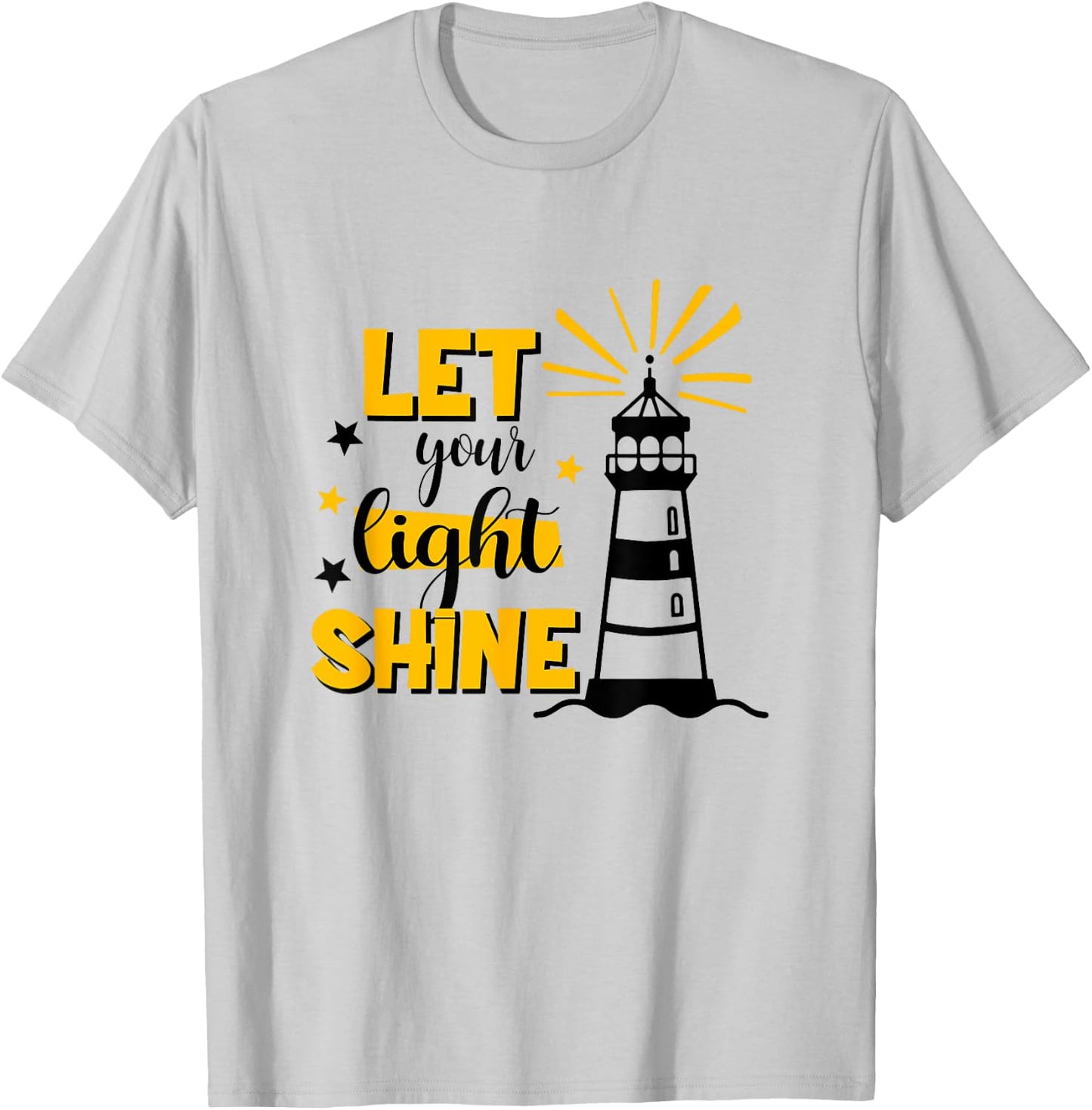 Let Your Light Shine Christian Faith Jesus God Lighthouse T-Shirt - T-Shirt | Ash