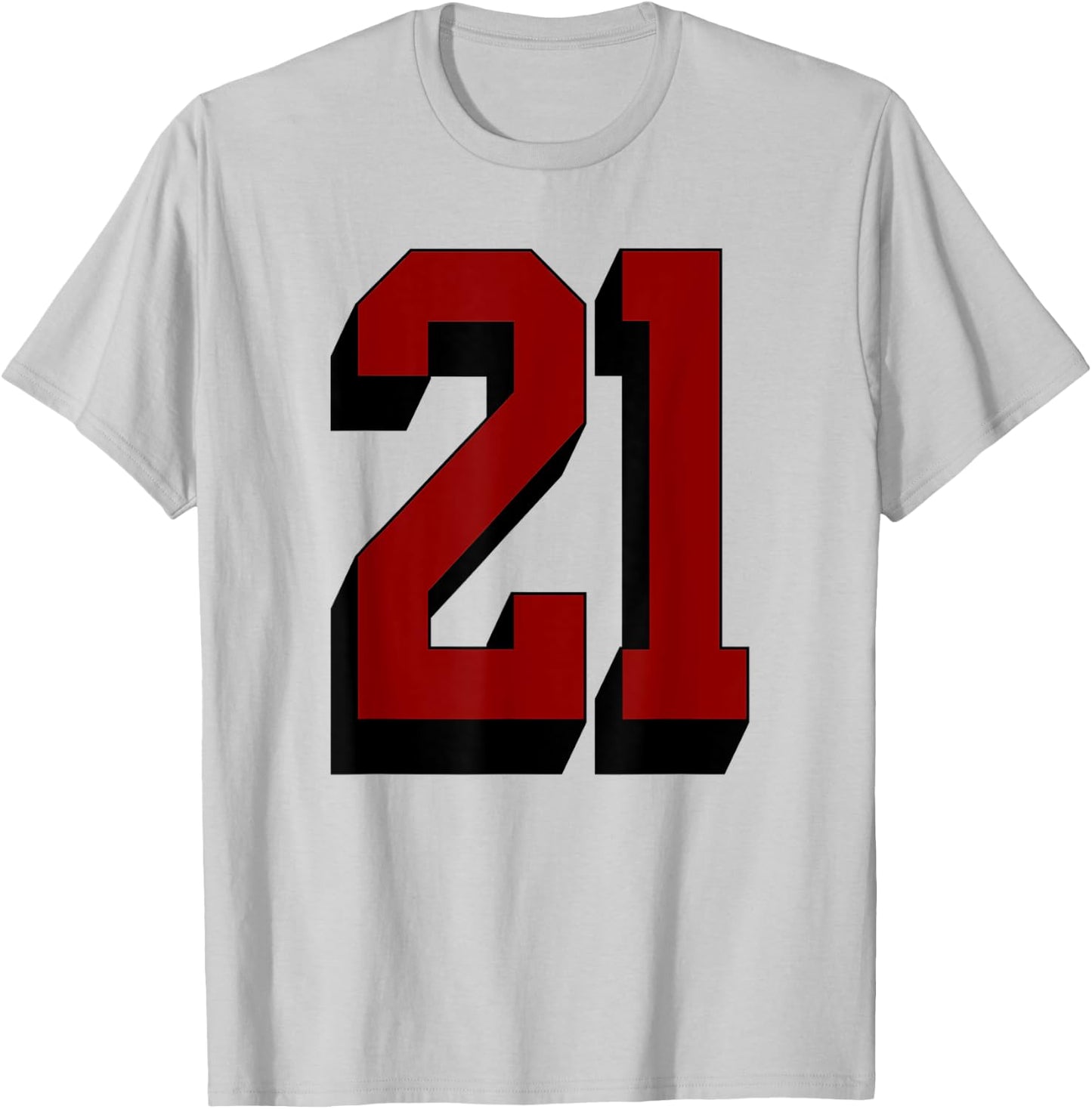 #21 Number 21 Varsity Fan Sports Team White Jersey T-Shirt - T-Shirt | Ash