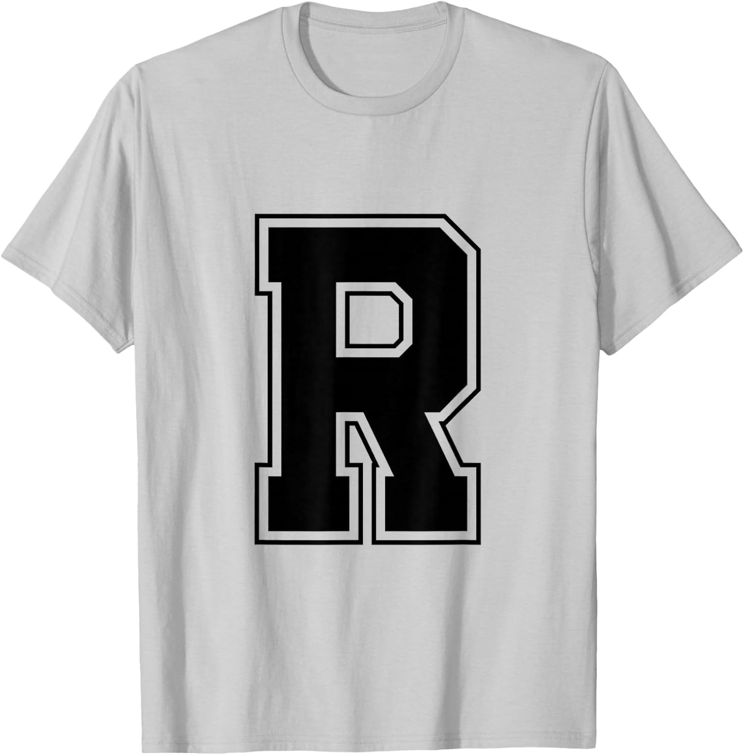 Letter R Big Bold Capital Varsity Alphabet Monogram T-Shirt - T-Shirt | Ash