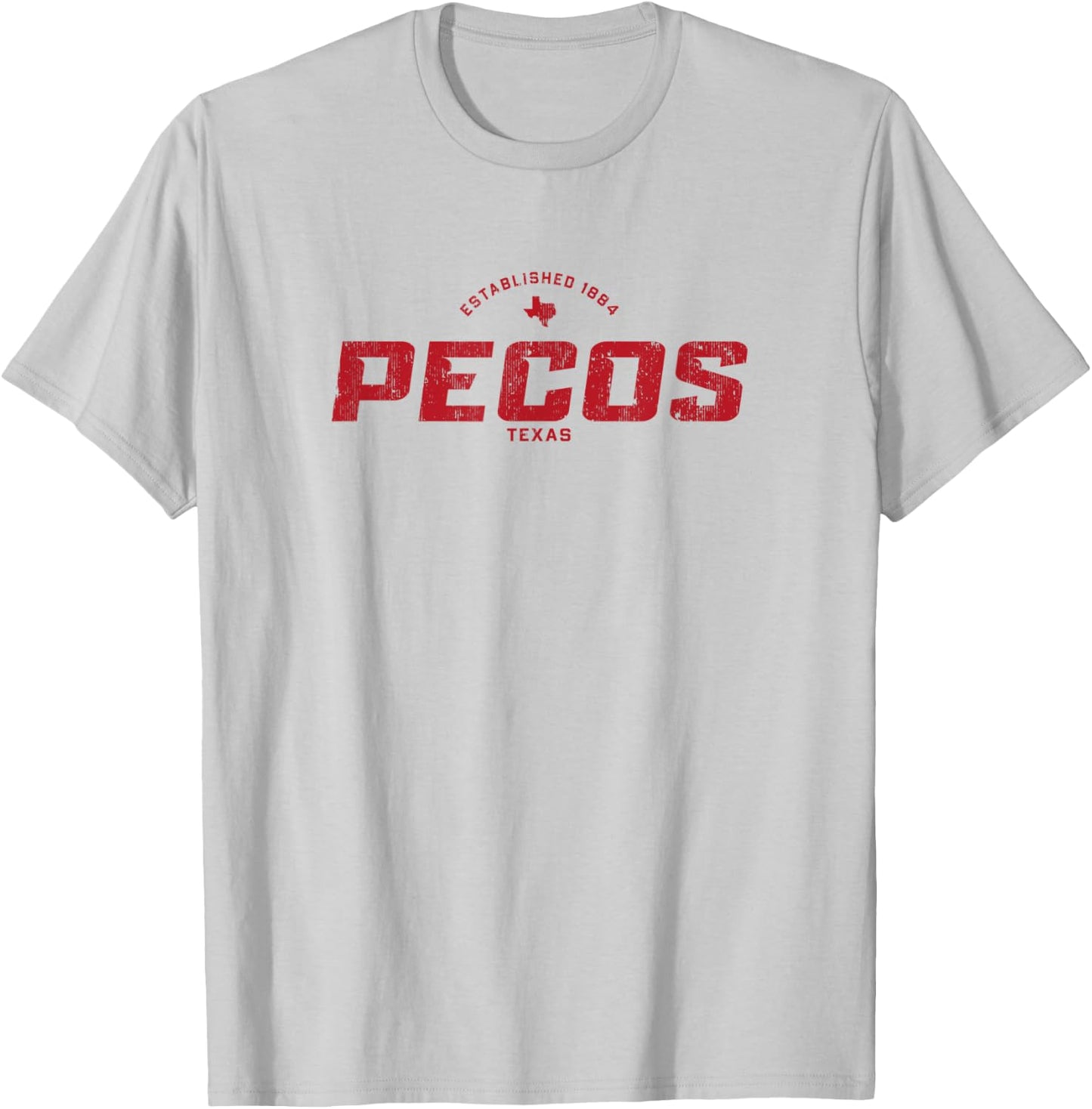 Pecos Texas TX Vintage Athletic Red Sports Logo T-Shirt - T-Shirt | Ash