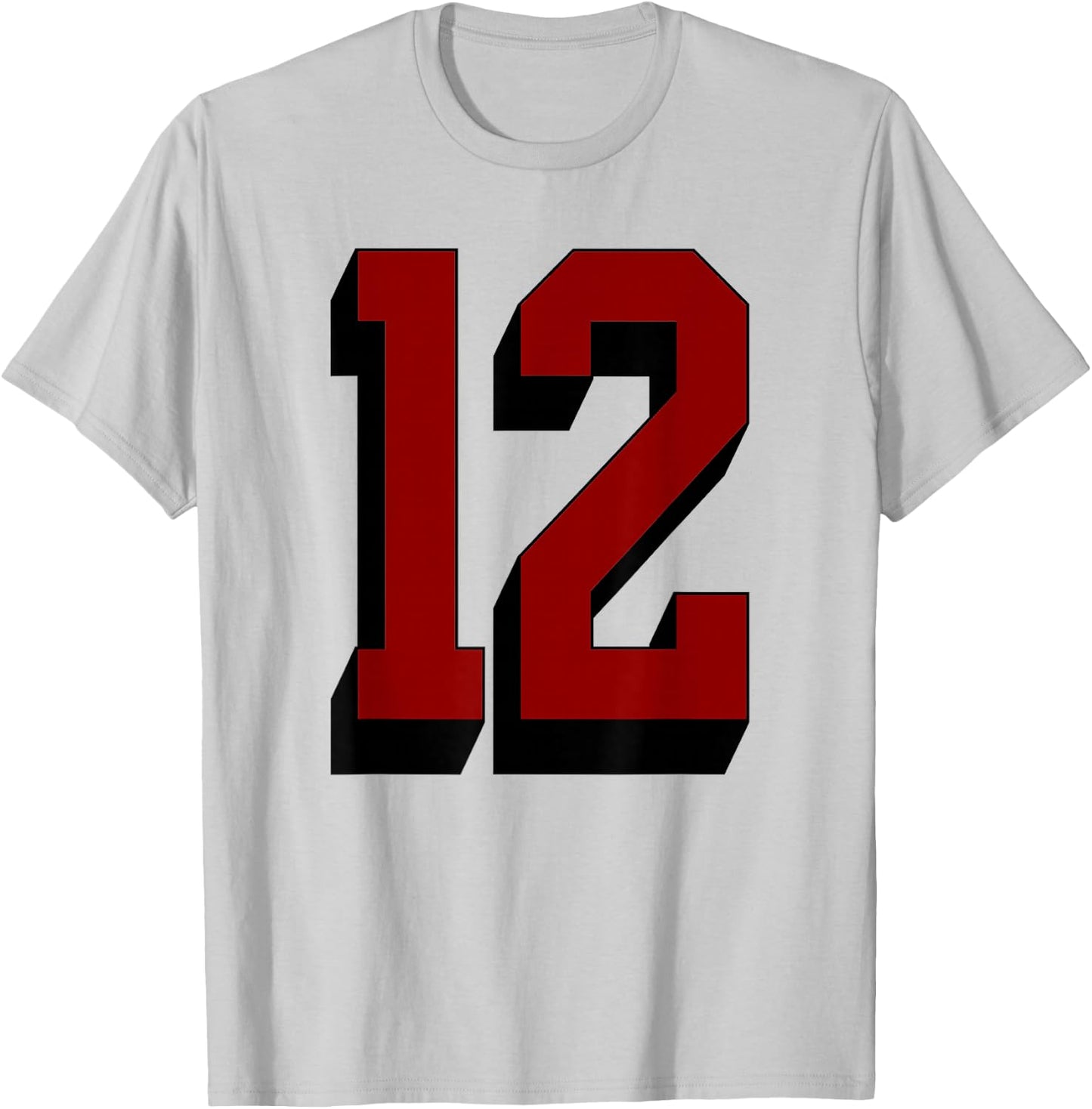 #12 Number 12 Varsity Fan Sports Team White Jersey T-Shirt - T-Shirt | Ash