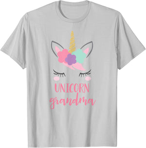 Unicorn Grandma Shirt, Grandma of the Birthday Girl Gift T-Shirt - T-Shirt | Ash