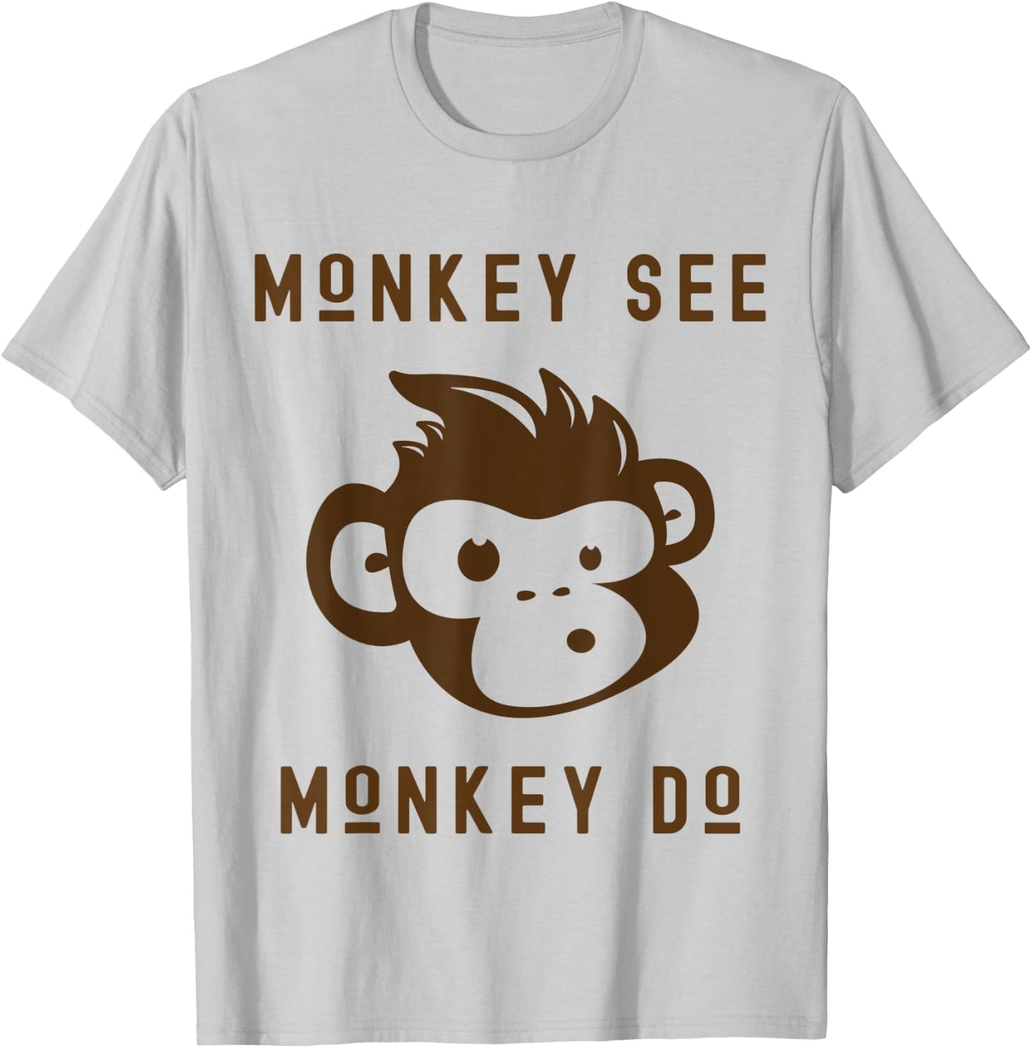 Funny Monkey See Monkey Do Cute Adorable Primate Chimp T-Shirt - T-Shirt | Ash