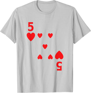 Five of Hearts poker playing card costume group shirt T-Shirt - T-Shirt | Ash