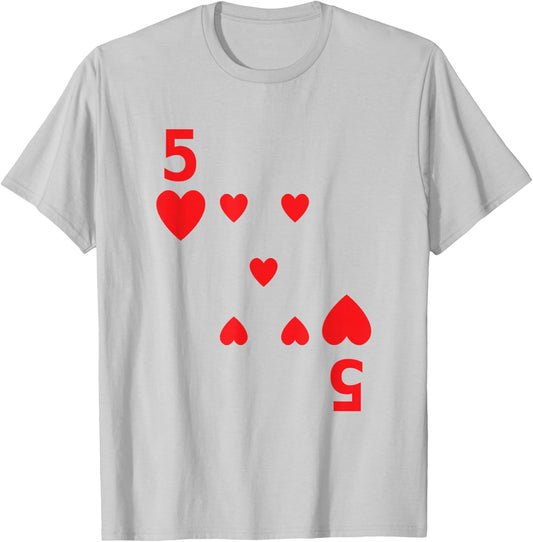 Five of Hearts poker playing card costume group shirt T-Shirt - T-Shirt | Ash