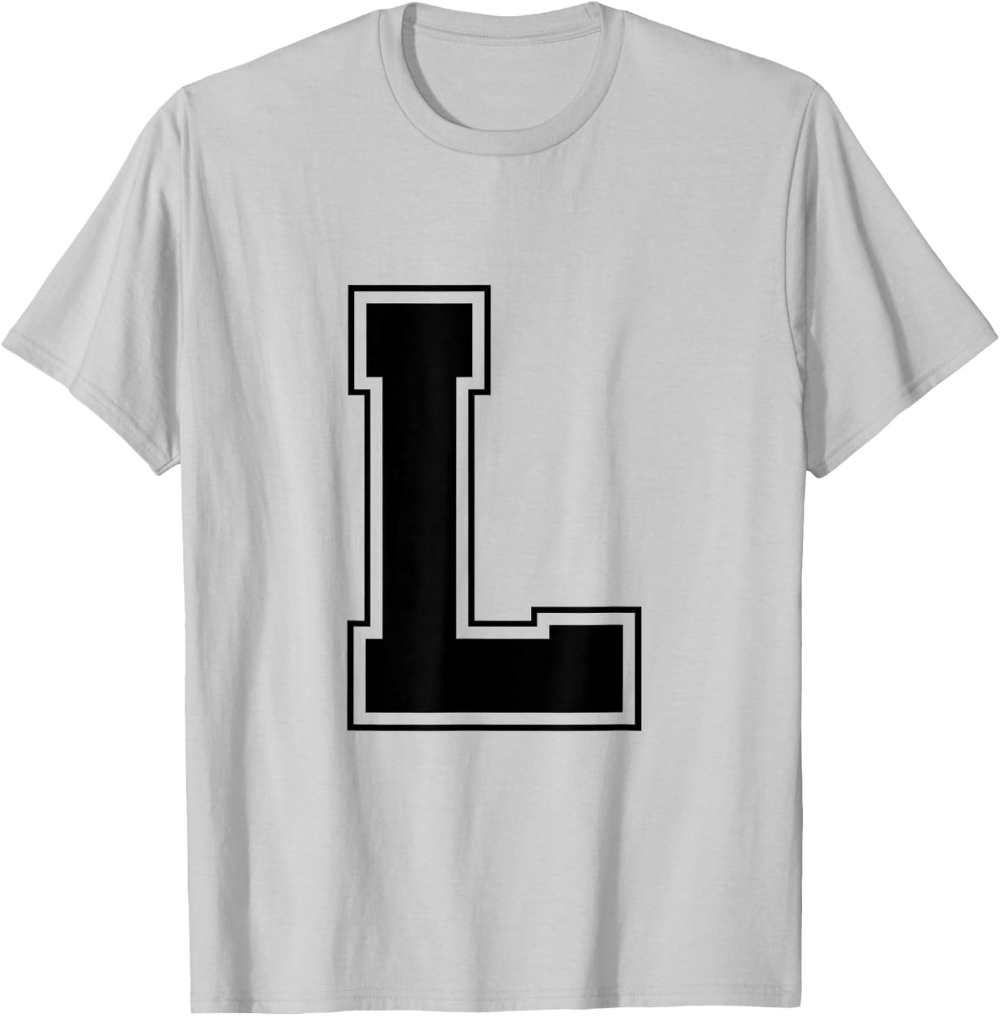 Letter L Big Bold Capital Varsity Alphabet Monogram T-Shirt - T-Shirt | Ash