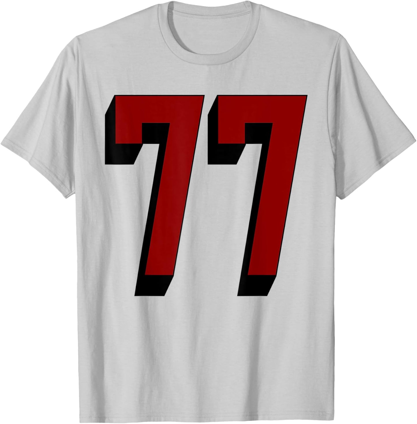 #77 Number 77 Varsity Fan Sports Team White Jersey T-Shirt - T-Shirt | Ash