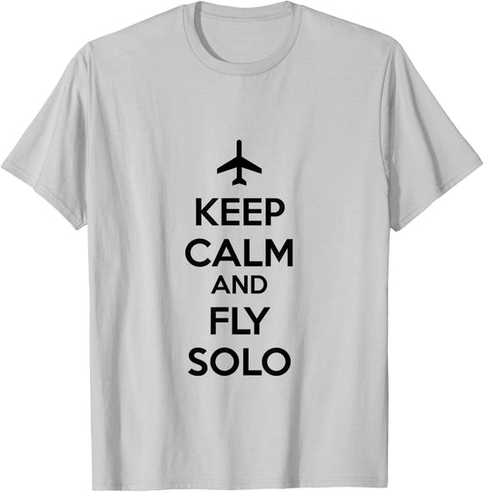 Pilot Keep Calm and Fly Solo T-Shirt - T-Shirt | Ash