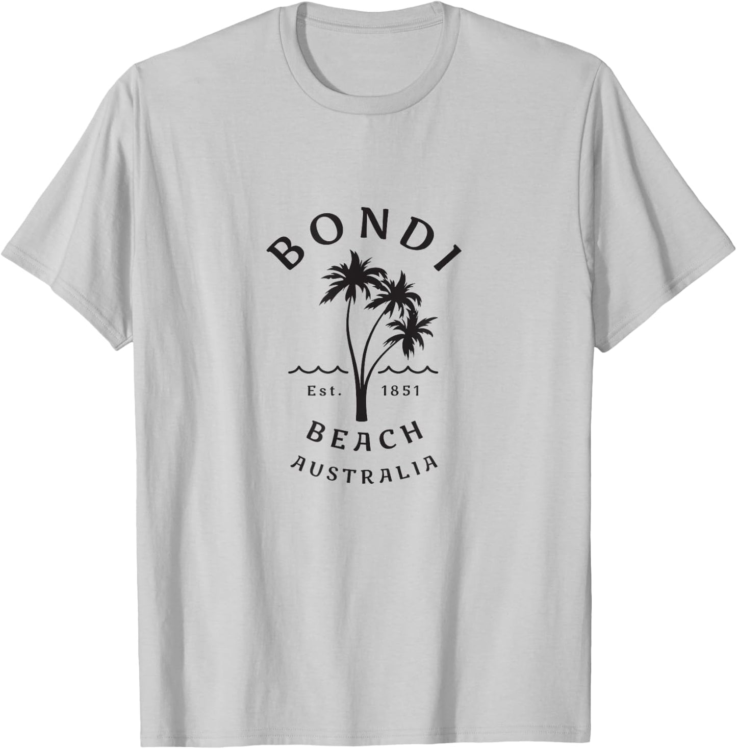 Retro Cool Bondi Beach Australia Vintage Palm Tree Novelty T-Shirt - T-Shirt | Ash