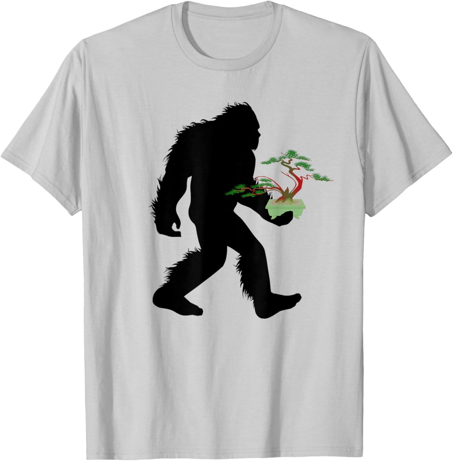 Bigfoot Carrying Bonsai Plant Sasquatch Tree Landscaper T-Shirt - T-Shirt | Ash