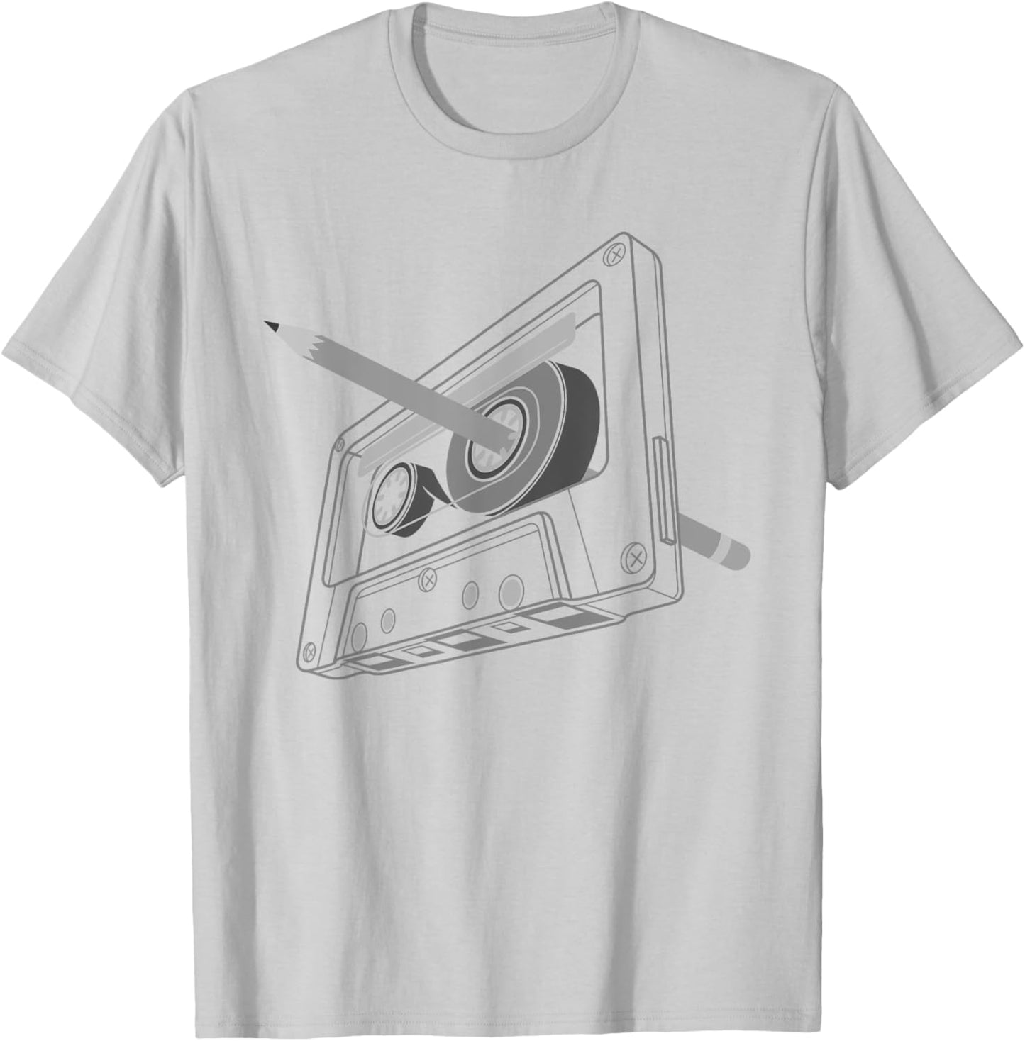 Vintage Rewind Funny 80s 90s Cassette Pencil Gift Men Women T-Shirt - T-Shirt | Ash