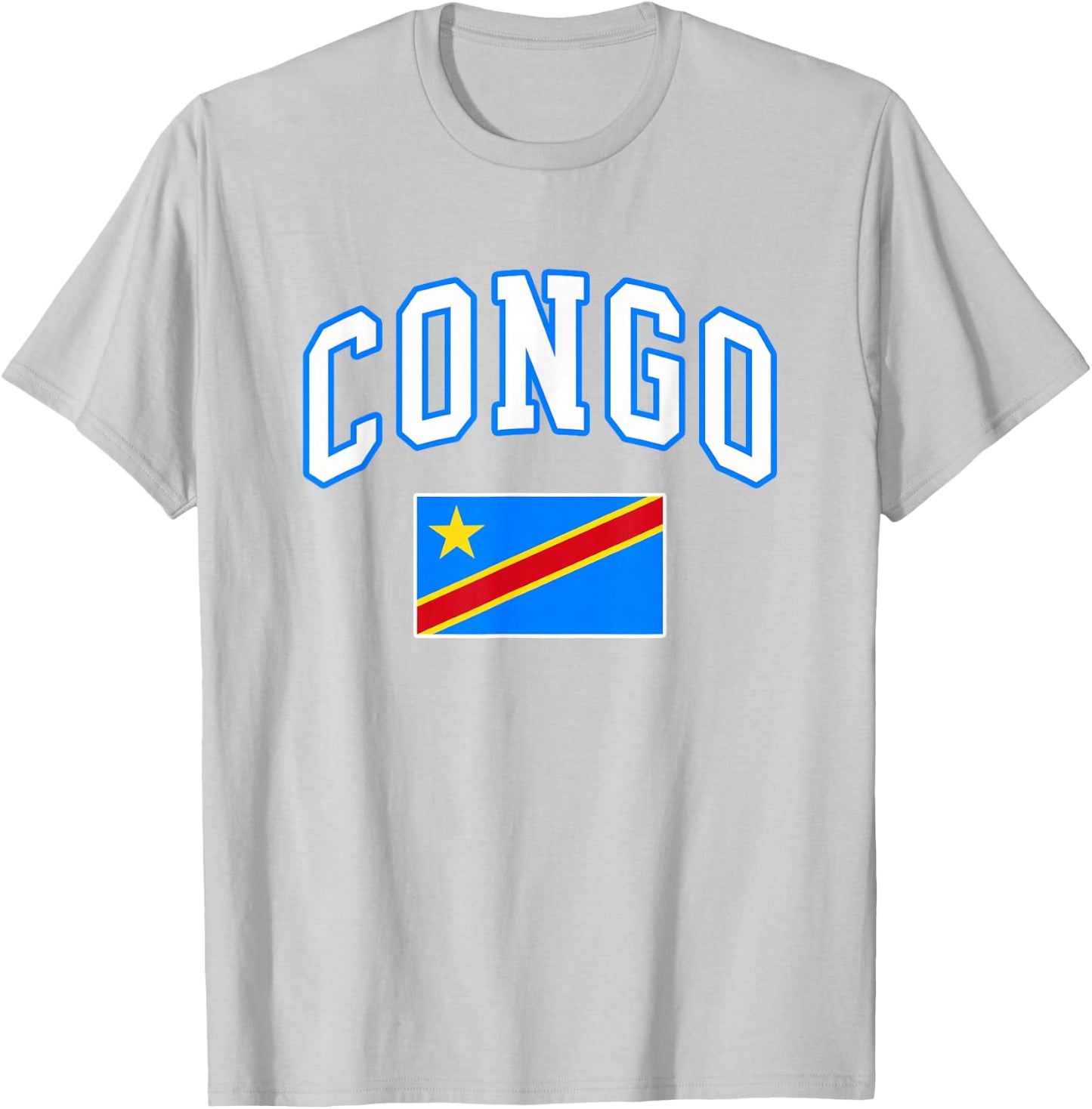Congo Flag Congolese Retro Vintage Classic Graphic T-Shirt - T-Shirt | Ash