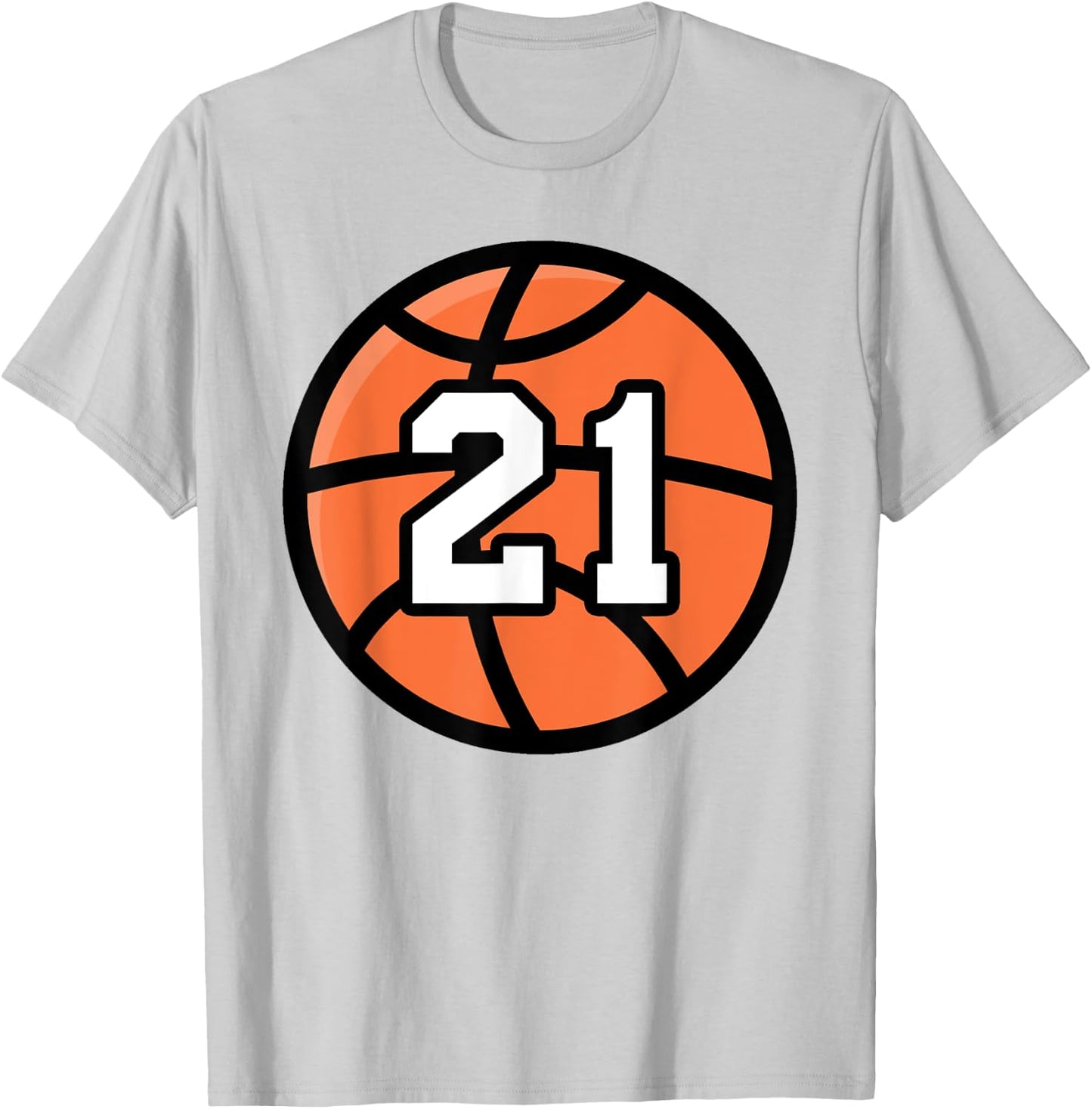 Classic Sport Basketball 21 Jersey Number T-Shirt - T-Shirt | Ash