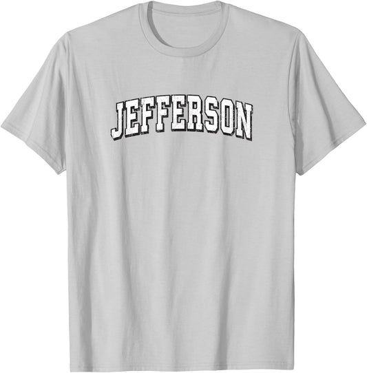Jefferson New Jersey Vintage Athletic Sports B&W Print T-Shirt - T-Shirt | Ash