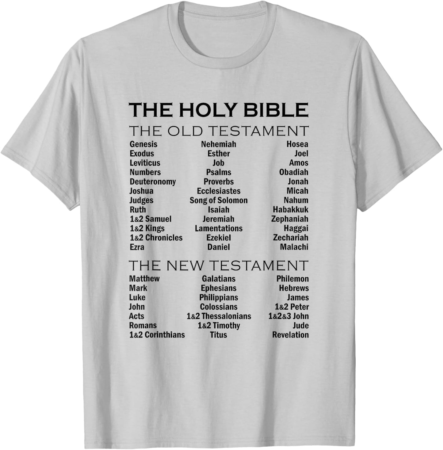 The Books of The Bible Old and New Testament Complete List T-Shirt - T-Shirt | Ash