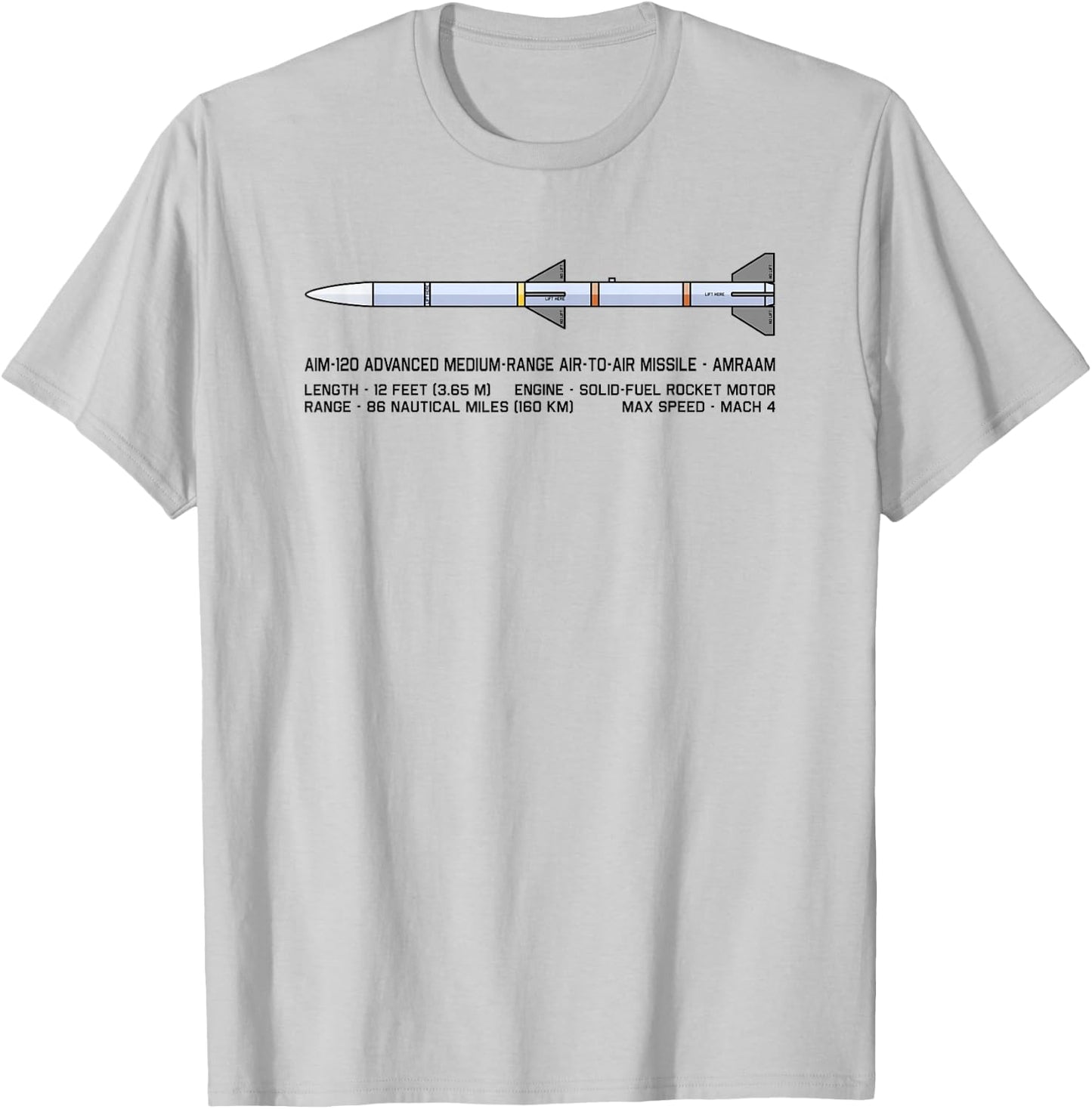 AIM-120 AMRAAM Air to Air Missile Infographic Diagram T-Shirt - T-Shirt | Ash
