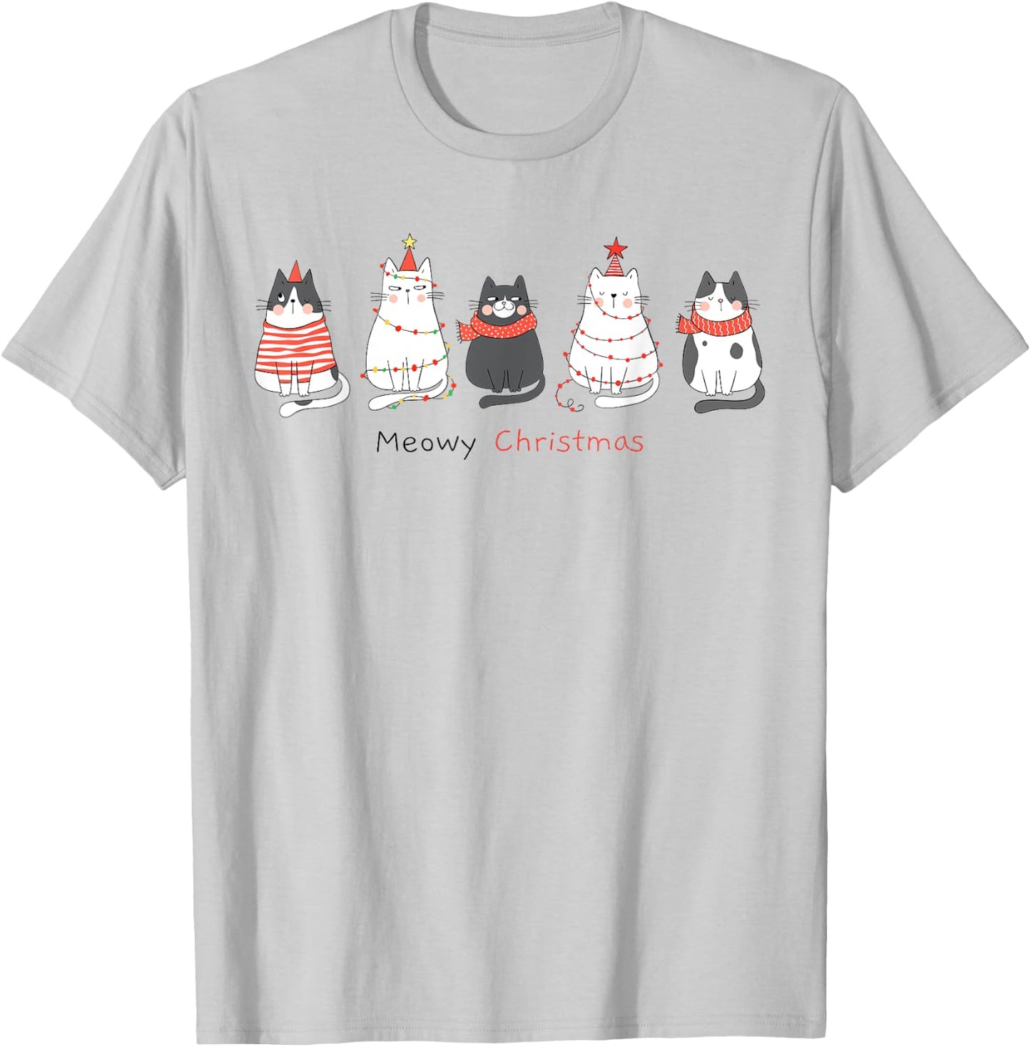 Funny Christmas Cats - Matching Family Meowy Pajamas Catmas T-Shirt - T-Shirt | Ash