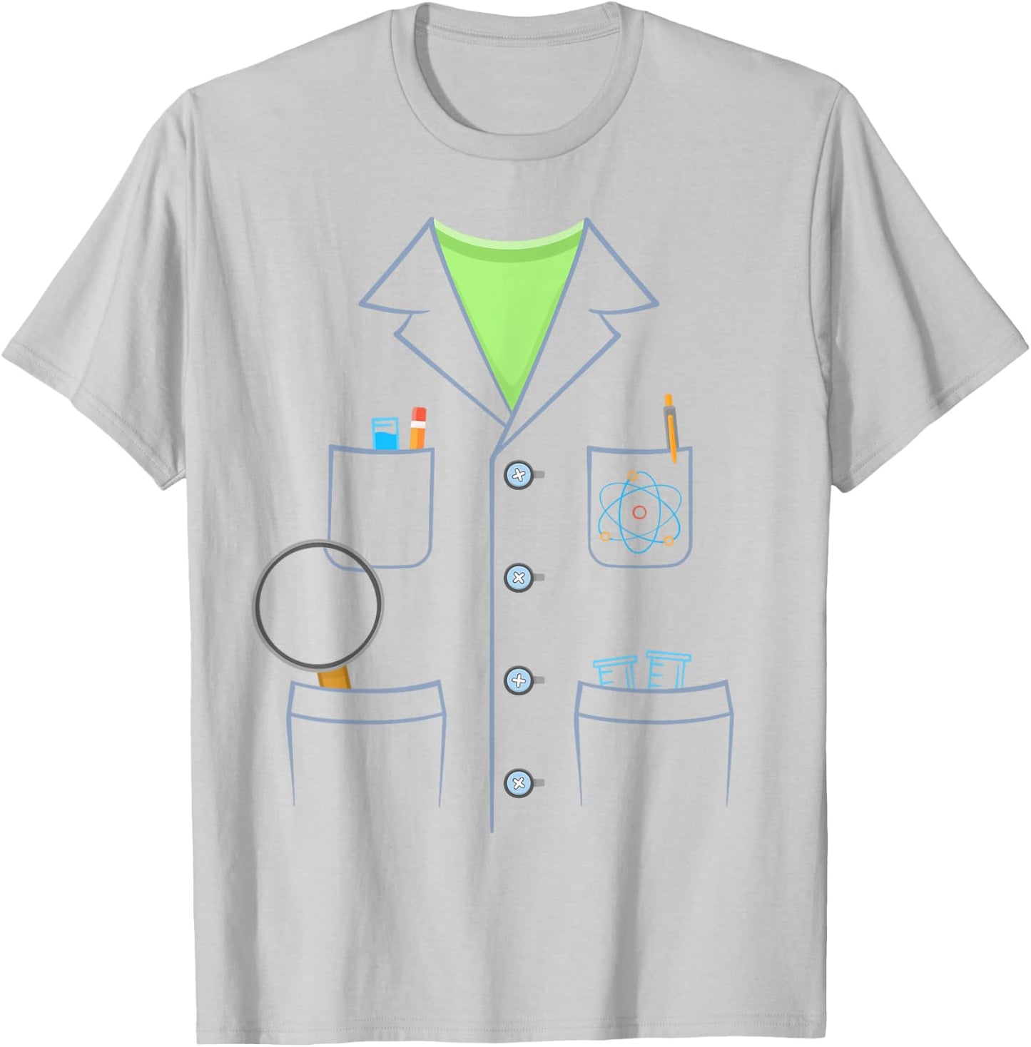 Scientist White Lab Coat Halloween Science Lazy Costume T-Shirt - T-Shirt | Ash
