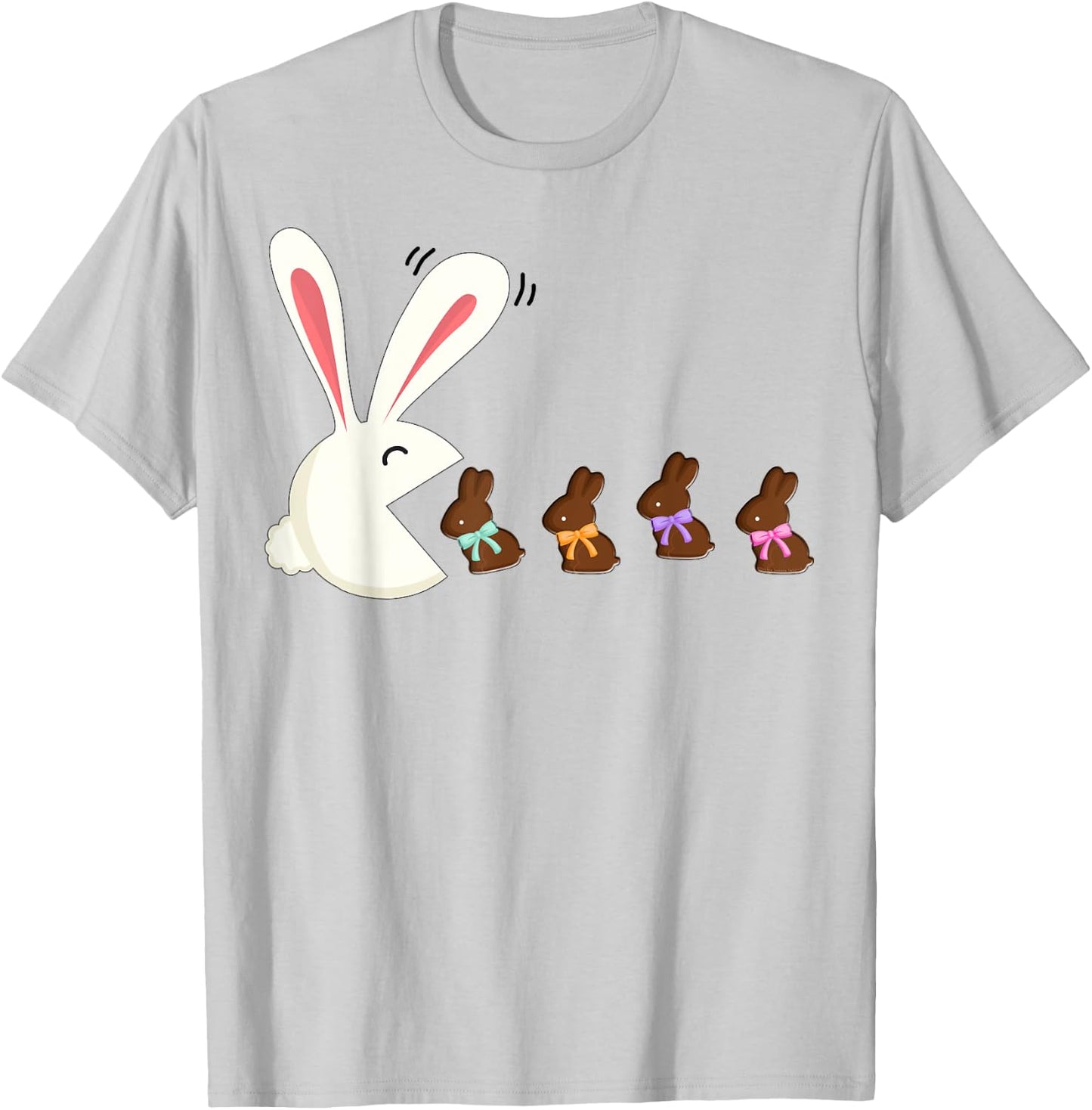 Funny Easter Rabbit Eating Chocolate Easter Bunnies Easter T-Shirt - T-Shirt | Ash