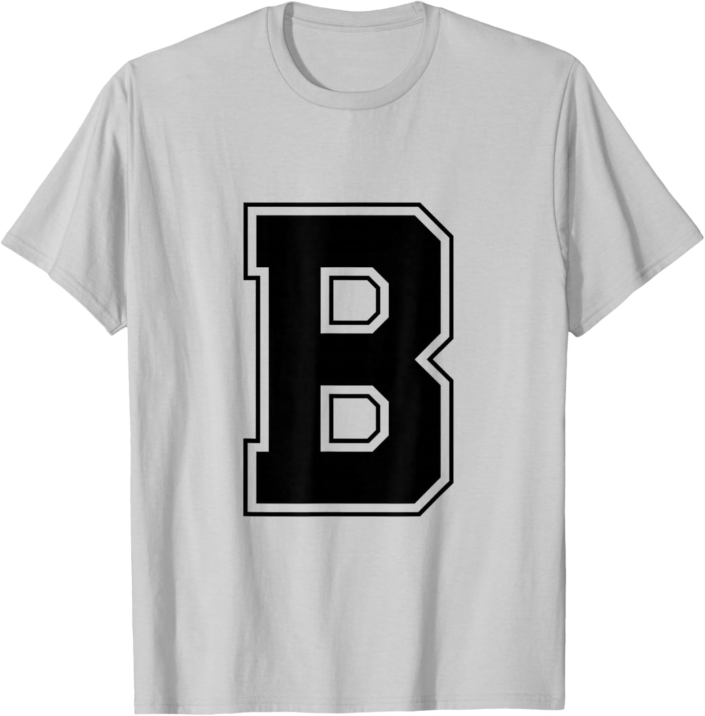 Letter B Big Bold Capital Varsity Alphabet Monogram T-Shirt - T-Shirt | Ash