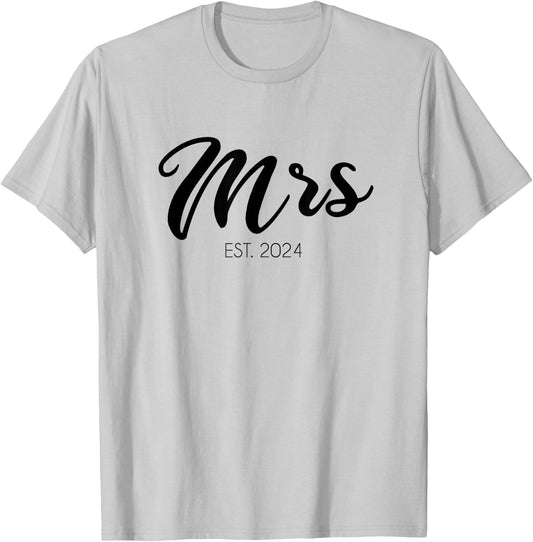 Wedding Matching Gifts Mrs. Est. 2024 Bridal Gift Bride T-Shirt - T-Shirt | Ash