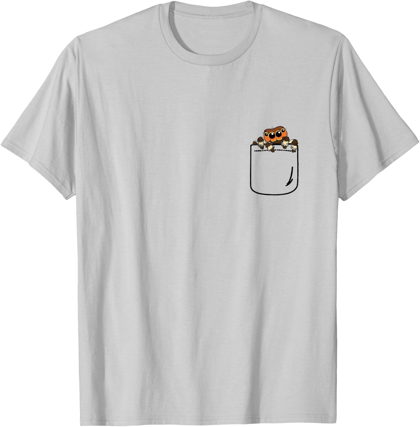 Jumping Spider in Pocket Funny Spider Crazy Lover Gift T-Shirt - T-Shirt | Ash