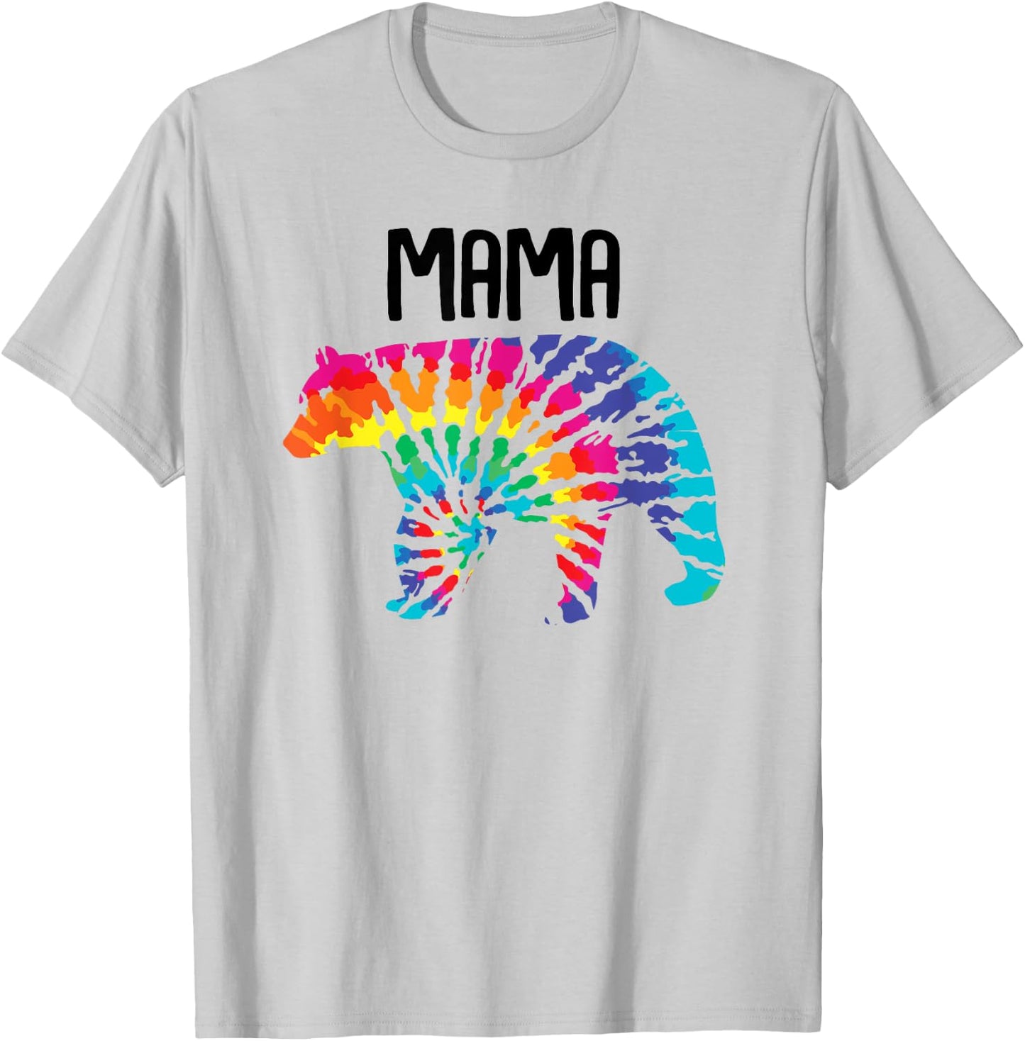 Mama Bear Rainbow Tye Dye Bear Matching Family T-Shirt - T-Shirt | Ash