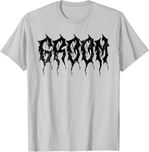 Groom, But In DeathMetal Font, Heavy Music Wedding Day T-Shirt - T-Shirt | Ash