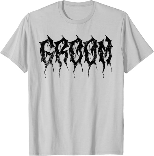 Groom, But In DeathMetal Font, Heavy Music Wedding Day T-Shirt - T-Shirt | Ash