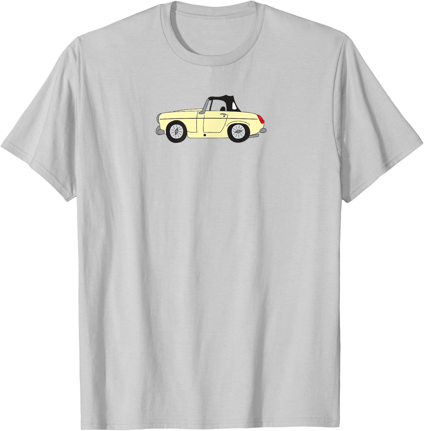MG Midget Light Yellow Cream British Car Cartoon T-Shirt - T-Shirt | Ash
