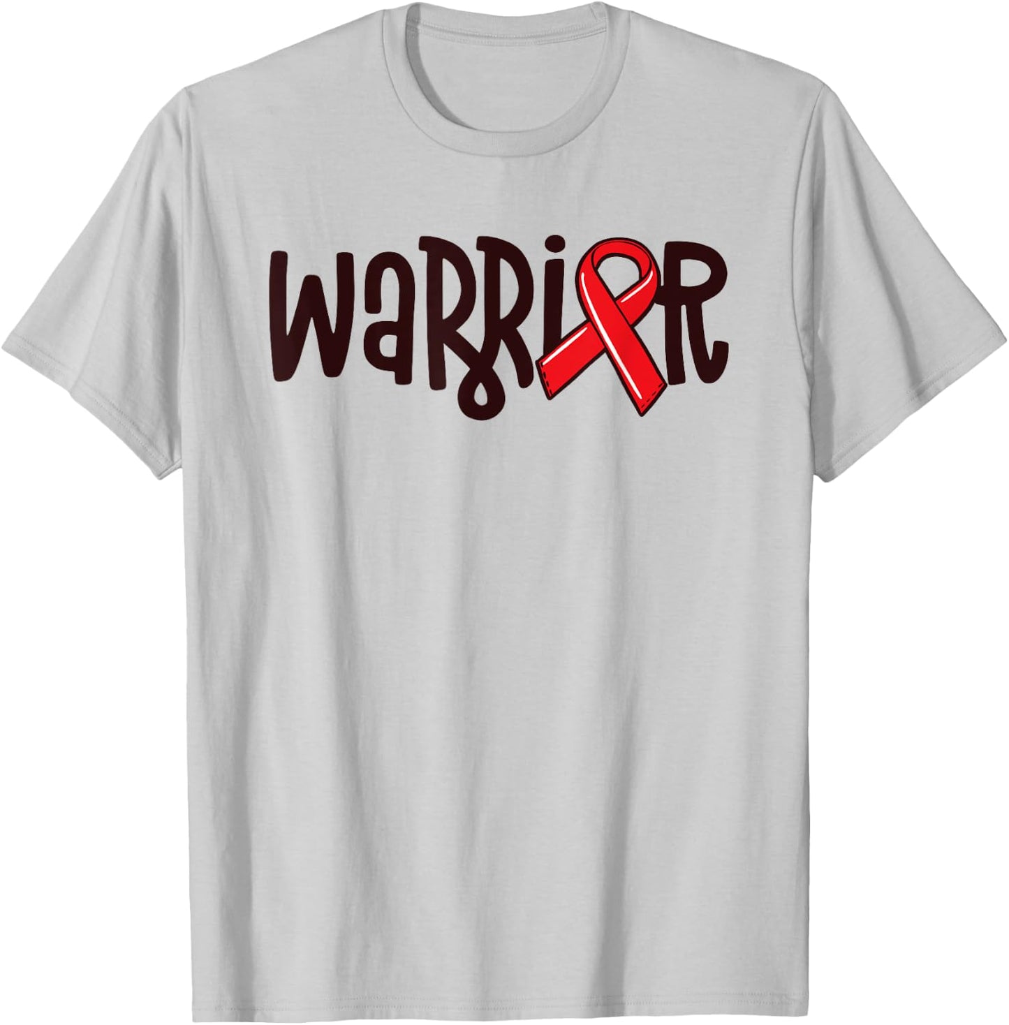Warrior Pulmonary Embolism Awareness Blood Clot Red Ribbon T-Shirt - T-Shirt | Ash