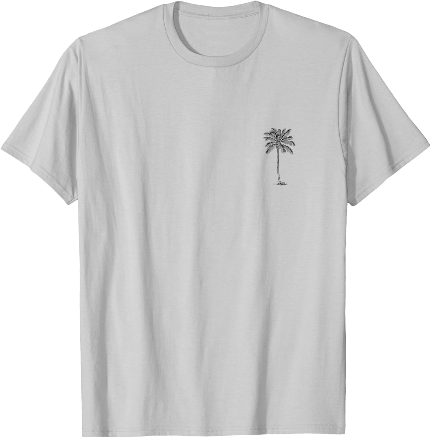 Vintage Hawaiian Palm Tree Beach Tropical Island Pocket Logo T-Shirt - T-Shirt | Ash