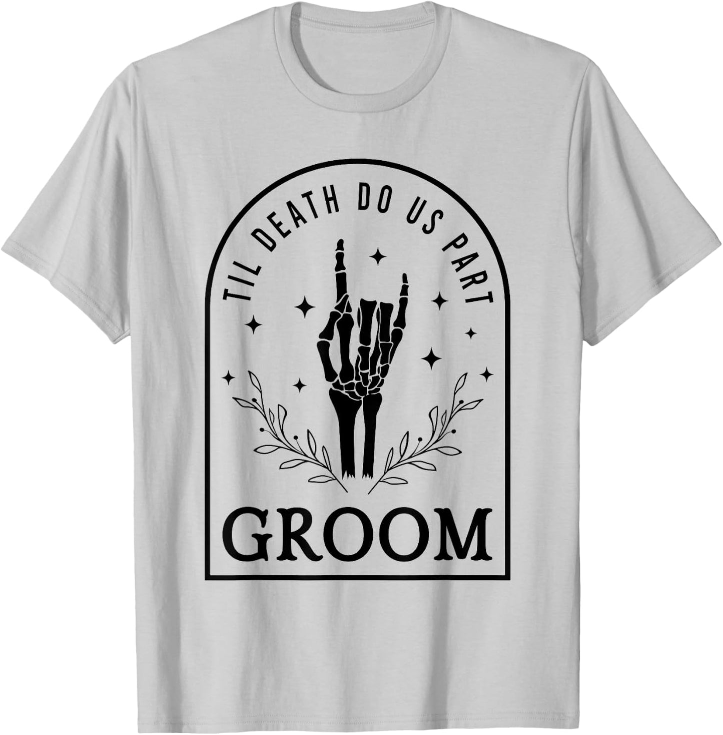 Groom Bride Skeleton Gothic Halloween Engagement Wedding T-Shirt - T-Shirt | Ash