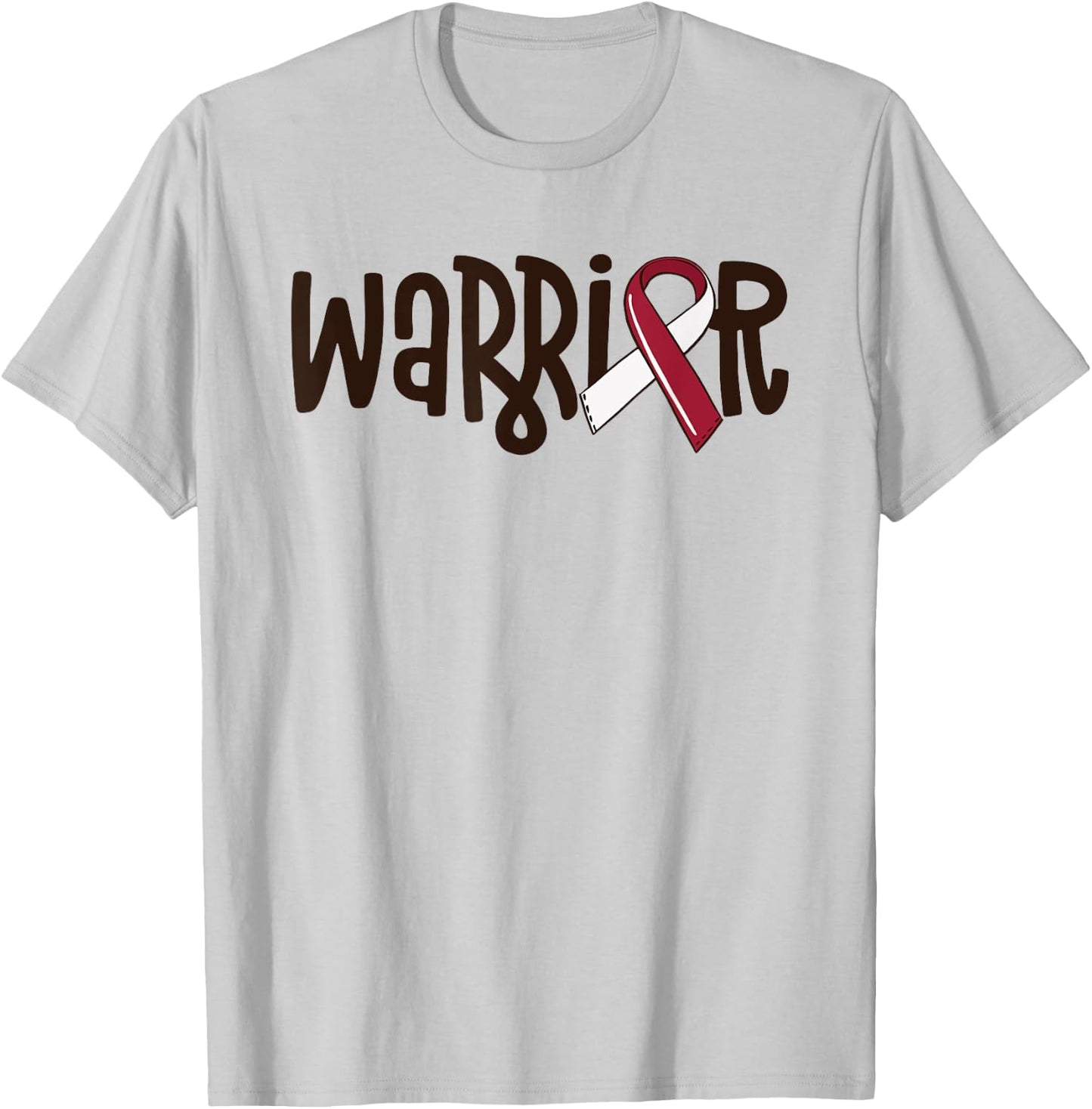 Oral Cancer Warrior Head And Neck Cancer Burgundy Ribbon T-Shirt - T-Shirt | Ash